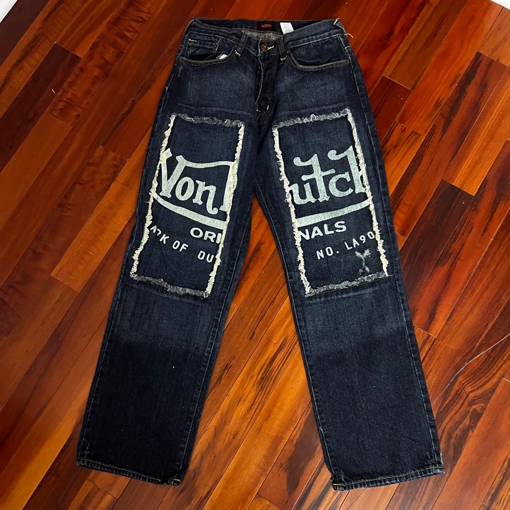 Von Dutch Jeans 30x30 Y2K Patch Logo Denim Dark Wash Streetwear Rare - Picture 5 of 10